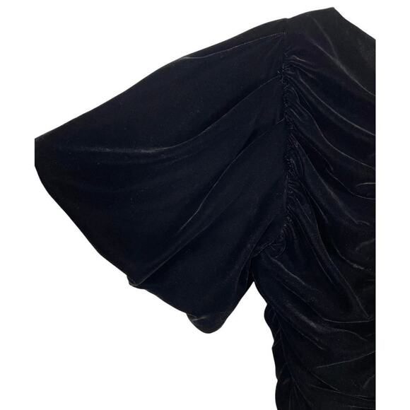 Zara Corie Black Velvet Top XS Puff Sleeve Button Detail Cropped Bloggers Fave - Picture 14 of 15